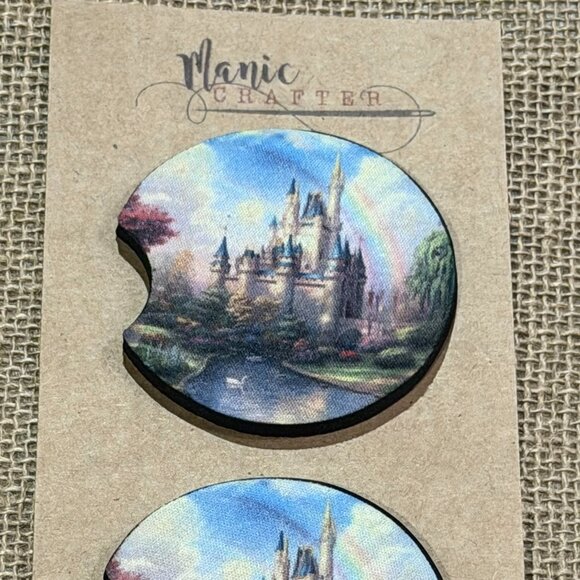Castle and Rainbow - Sublimation Neoprene Car Coasters - Picture 2 of 3